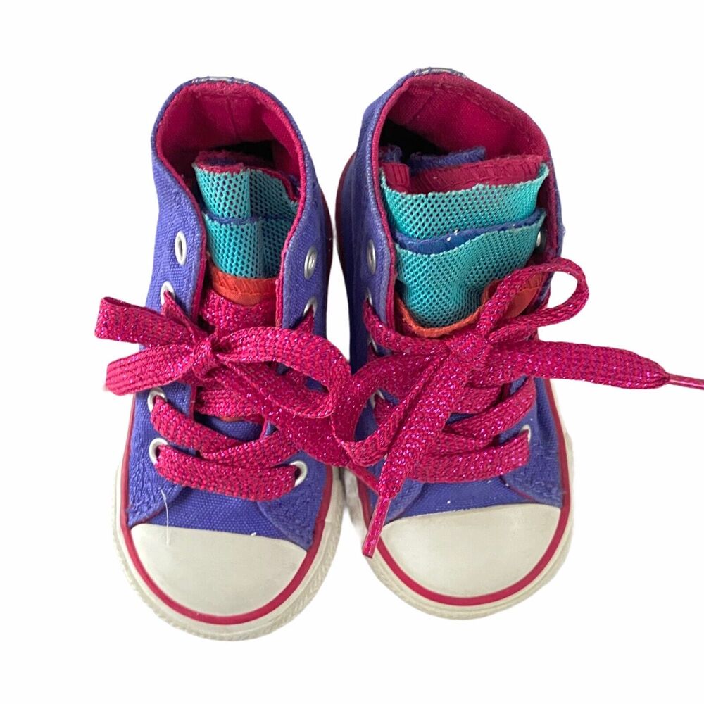 Converse Kids Chuck Taylor All Star Purple Party Hi Size 5 Infant Girls - Picture 5 of 10